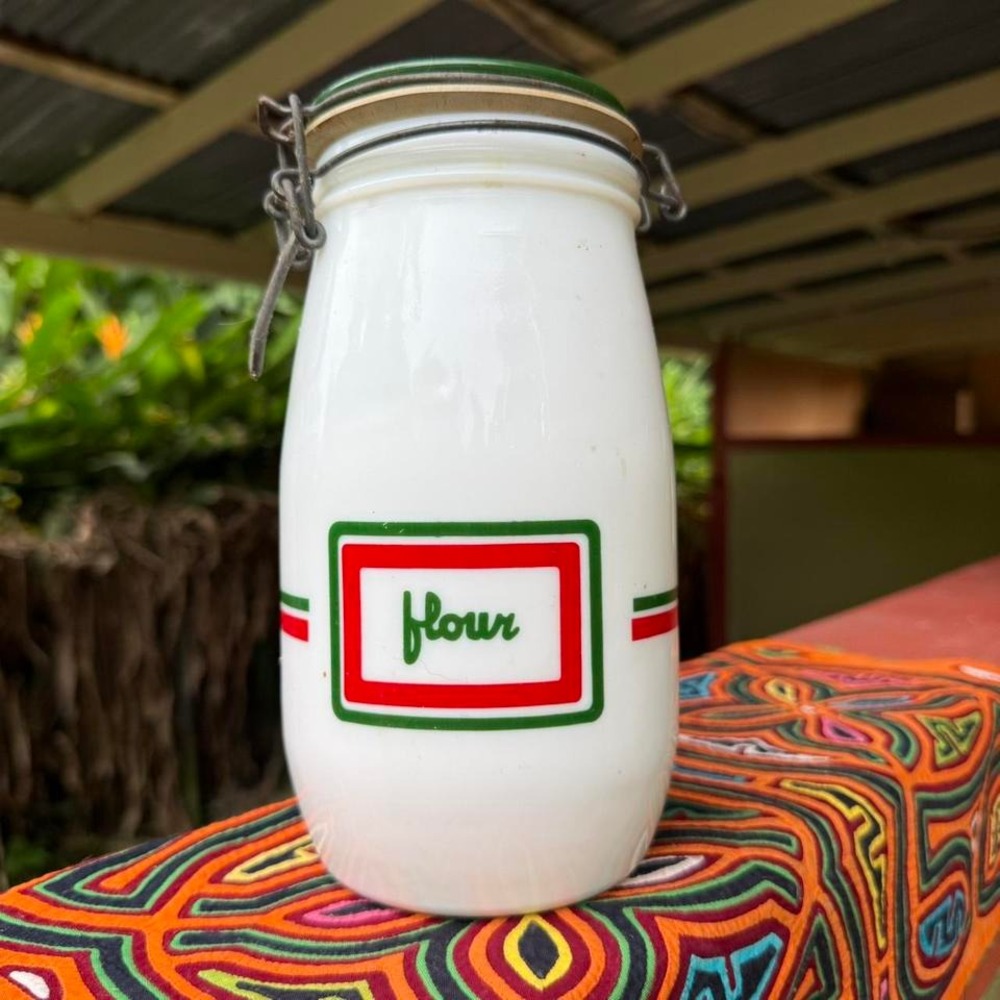 Wheaton "Cucina" milk glass FLOUR jar (1½‎ L)